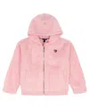 Tommy Hilfiger Girls 2t-6x Minky Logo-stripe Zip Up Hoodie In Pink
