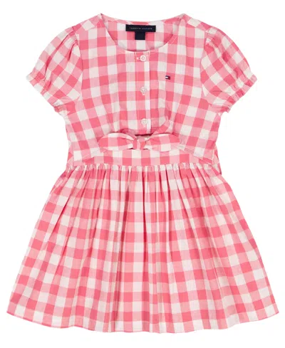 Tommy Hilfiger Kids' Girls' 2t-6x Gingham Tie-front Dress In Pink