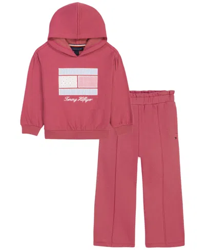 Tommy Hilfiger Kids' Girls' 2t-6x Long-sleeve Hoodie And Pants, 2-piece Set In Pink