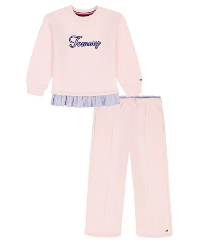 Tommy Hilfiger Kids' Girls 4-6x 2-piece Long Sleeves Top And Pants Set In Pink