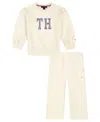 Tommy Hilfiger Girls 4-6x Crewneck Top And Wide-leg Pants, 2-piece Set In Neutral