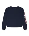 Tommy Hilfiger Girls' 7-16 Boxy Glitter Long-sleeve T-shirt In Blue