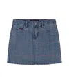 Tommy Hilfiger Girls 7-16 Glen Plaid Denim Mini Skirt In Blue