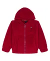 Tommy Hilfiger Girls 2t-6x Minky Long-sleeve Zip Up Hoodie In Red