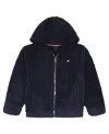 Tommy Hilfiger Girls 7-16 Minky Loose Fit Zip Up Hoodie In Blue