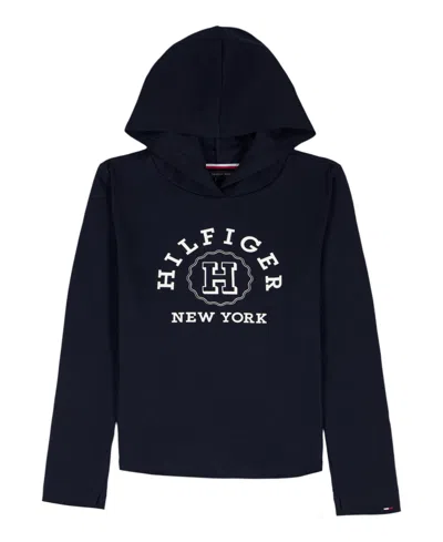 TOMMY HILFIGER GIRLS 7-16 RIB POPOVER LONG-SLEEVE HOODIE