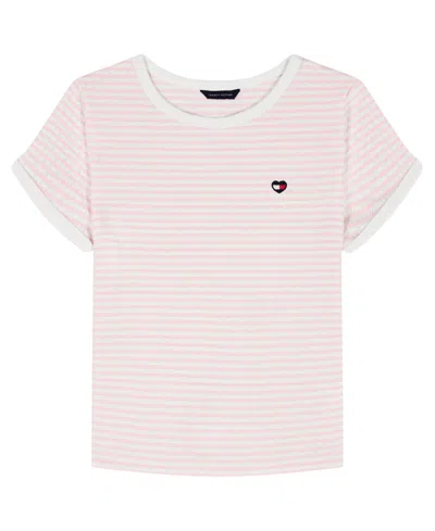 Tommy Hilfiger Kids' Girls' 7-16 Stripe Pointelle Rib Short-sleeve Top In Multi