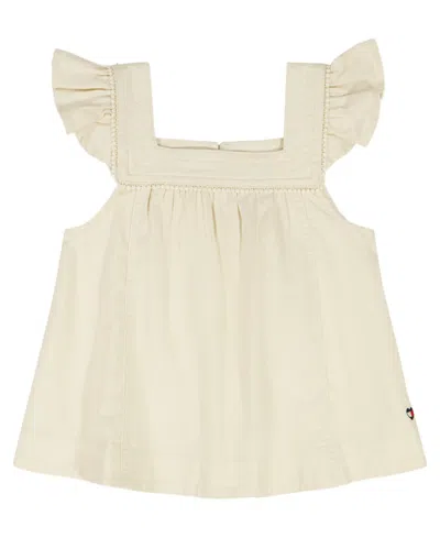 Tommy Hilfiger Kids' Girls' 7-16 Twill Ruffle-sleeve Top In Neutral