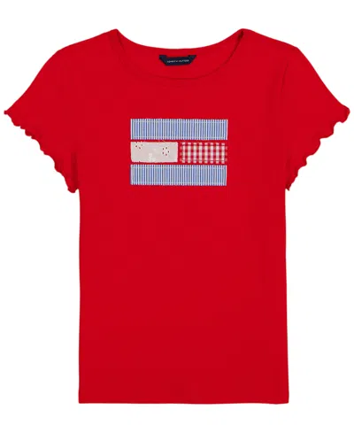 Tommy Hilfiger Kids' Girls' 7-16 Embroidered Round-neck T-shirt In Red