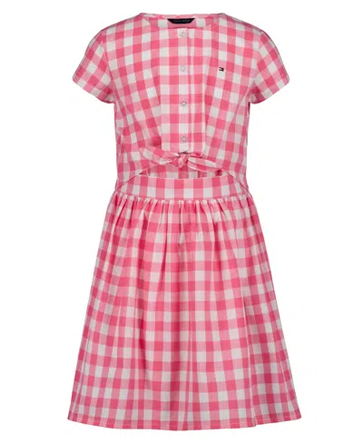 Tommy Hilfiger Kids' Girls' 7-16 Gingham Round Neck Dress In Multi