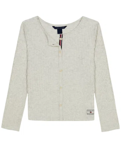 Tommy Hilfiger Kids' Girls' 7-16 Pointelle Rib Long-sleeve Top In Neutral