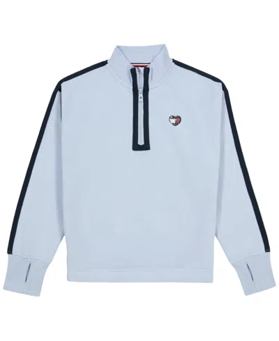 Tommy Hilfiger Kids' Girls' 7-16 Quarter-zip Fleece Sweatshirt In Blue