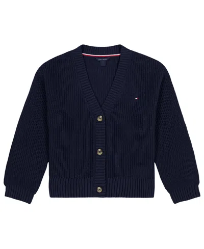 Tommy Hilfiger Kids' Girls' 7-16 Shaker Rib Cardigan Sweater In Navy Blazer