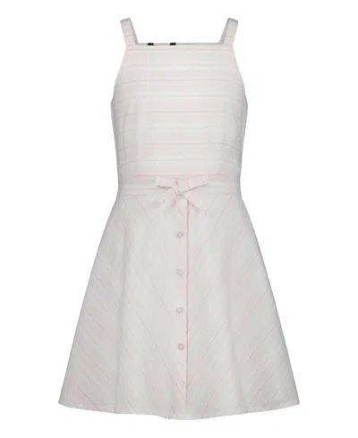 Tommy Hilfiger Kids' Girls' 7-16 Square Neck Seersucker Sun Dress In Pink