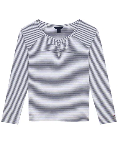 Tommy Hilfiger Kids' Girls' 7-16 Stripe Long-sleeve Jersey Top In Gray