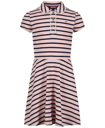 Tommy Hilfiger Kids' Girls' 7-16 Striped Polo Collar Dress In Pink