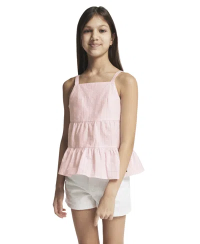 Tommy Hilfiger Kids' Girls' 7-16 Tiered Strappy Square Neck Top In Pink