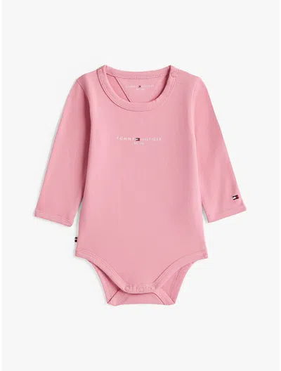 Tommy Hilfiger Girls' Babies' Logo Onesie In Pink