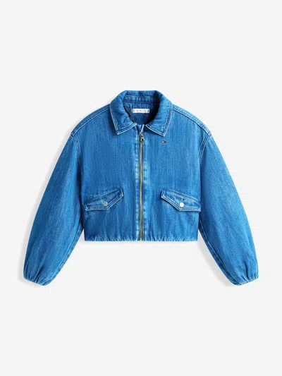 Tommy Hilfiger Kids'  Girls Denim Bomber Jacket In Blue
