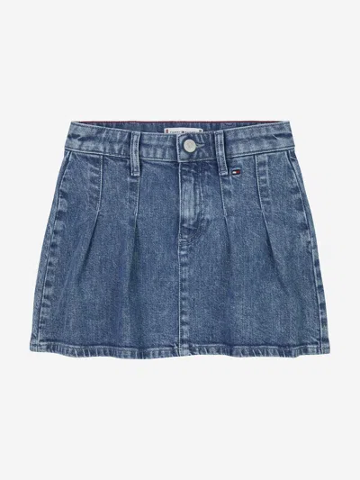 Tommy Hilfiger Girls Denim Pleated Skirt In Blue