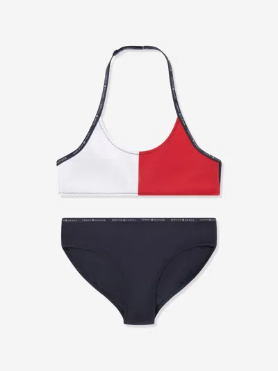Tommy Hilfiger Kids'  Girls Flag Bikini In Blue