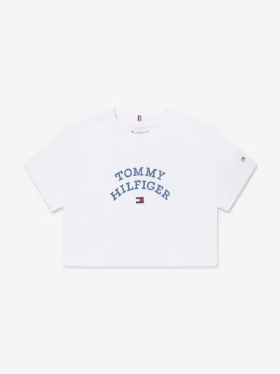 Tommy Hilfiger Kids' Girls Logo Flag T-shirt In White