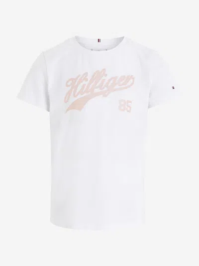 Tommy Hilfiger Kids' Girls Logo Script T-shirt In White