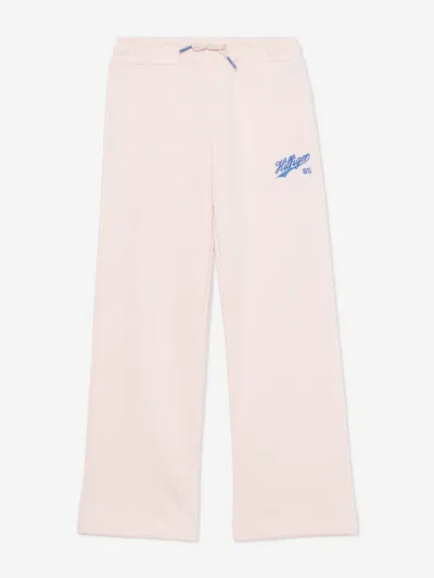 Tommy Hilfiger Kids' Girls Logo Script Wide Leg Joggers In Pink