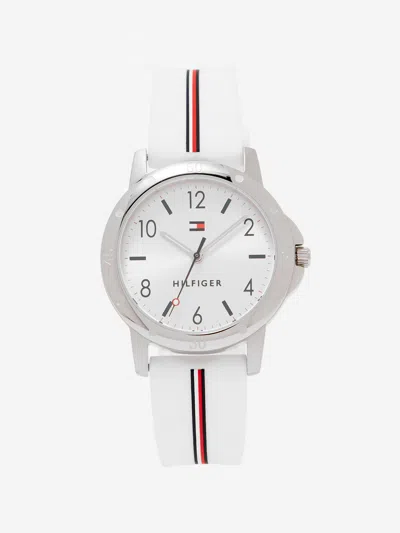 Tommy Hilfiger Kids'  Girls Logo Strap Watch In White