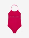 Tommy Hilfiger Girls Logo Swimsuit In Pink