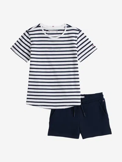 Tommy Hilfiger Girls Mini Corp T-shirt And Shorts Set In Blue