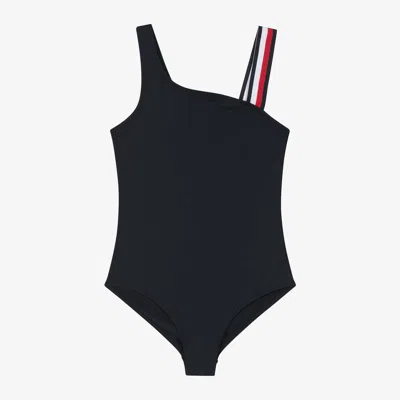 Tommy Hilfiger Kids' Girls Navy Blue Asymmetric Swimsuit