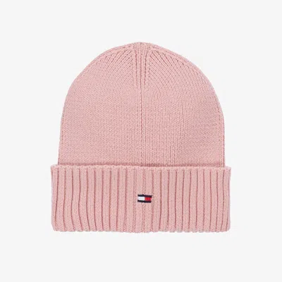 Tommy Hilfiger Kids' Girls Pink Cotton Knit Beanie Hat