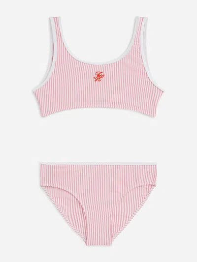 Tommy Hilfiger Kids'  Girls Seersucker Bikini In Pink