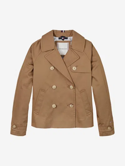 Tommy Hilfiger Kids'  Girls Short Cotton Jacket In Brown