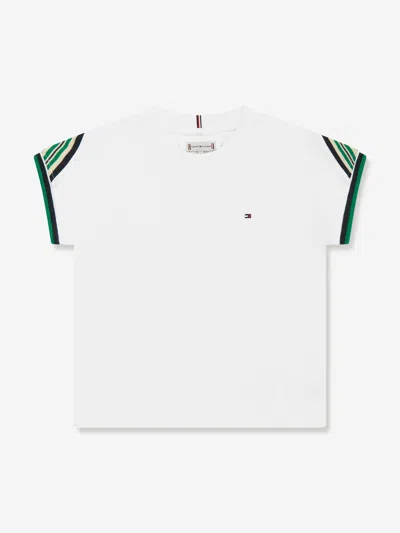 Tommy Hilfiger Kids' Girls Shoulder Stripe Detail T-shirt In White