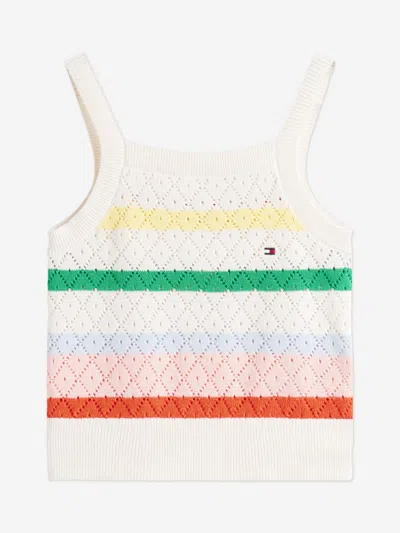 Tommy Hilfiger Babies'  Girls Striped Crochet Top In Multi