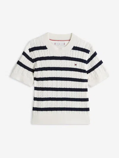 Tommy Hilfiger Girls Striped Mini Cable Jumper In Multi