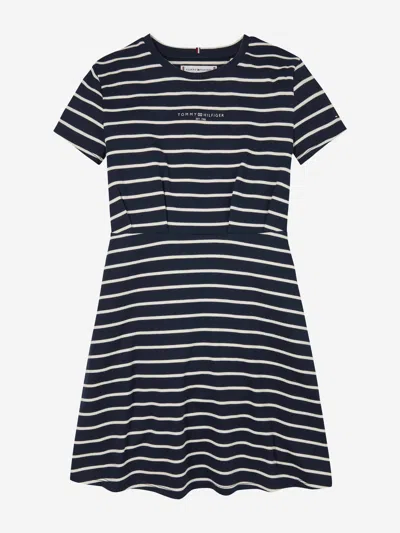 Tommy Hilfiger Kids'  Girls Striped T-shirt Dress In Blue