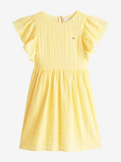 Tommy Hilfiger Kids'  Girls Textured Cotton Dress In Yellow