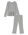 Tommy Hilfiger Girls Toddler 2t-4t Peplum Hem Top And Flare Leg Pants, 2-piece Set In Multi