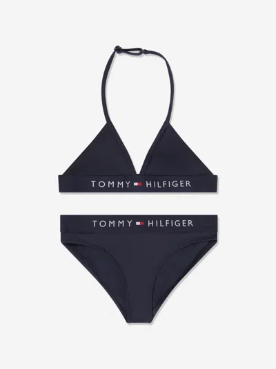 Tommy Hilfiger Kids'  Girls Triangle Bikini In Blue