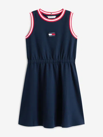 Tommy Hilfiger Babies'  Girls Wavy Flag Sleeveless Dress In Blue