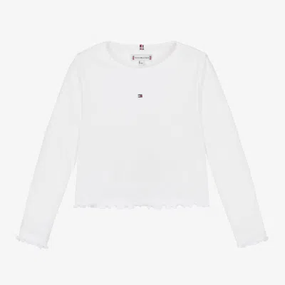 Tommy Hilfiger Kids' Girls White Ribbed Cotton Top