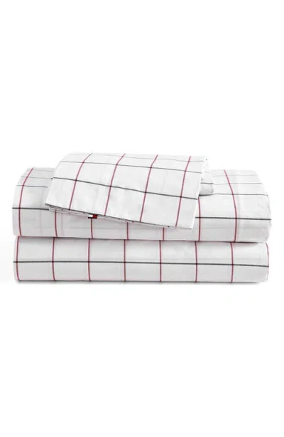 Tommy Hilfiger Glasgow Windowpane Cotton Percale Sheet Set In Pink