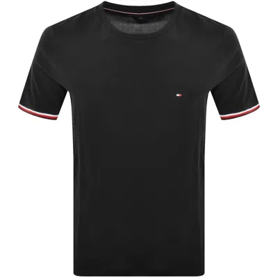 Tommy Hilfiger Global Stripe Cuffs T Shirt Black