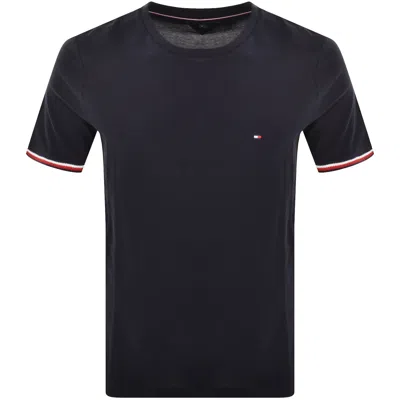 Tommy Hilfiger Global Stripe Cuffs T Shirt Navy In Blue