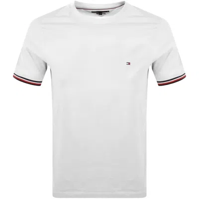 Tommy Hilfiger Global Stripe Cuffs T Shirt White
