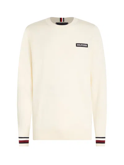 Tommy Hilfiger Global Stripe Pullover With Logo In Neutral
