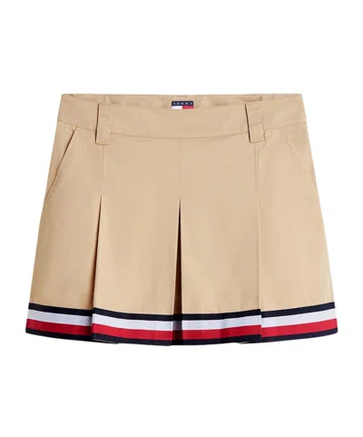 Tommy Hilfiger Global Stripe Tape Pleated Mini Skirt In Brown